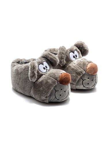  Fibert Erkek Hayvanlı Panduf Gri 41/46