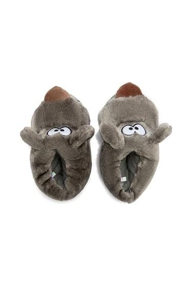  Fibert Erkek Hayvanlı Panduf Gri 41/46