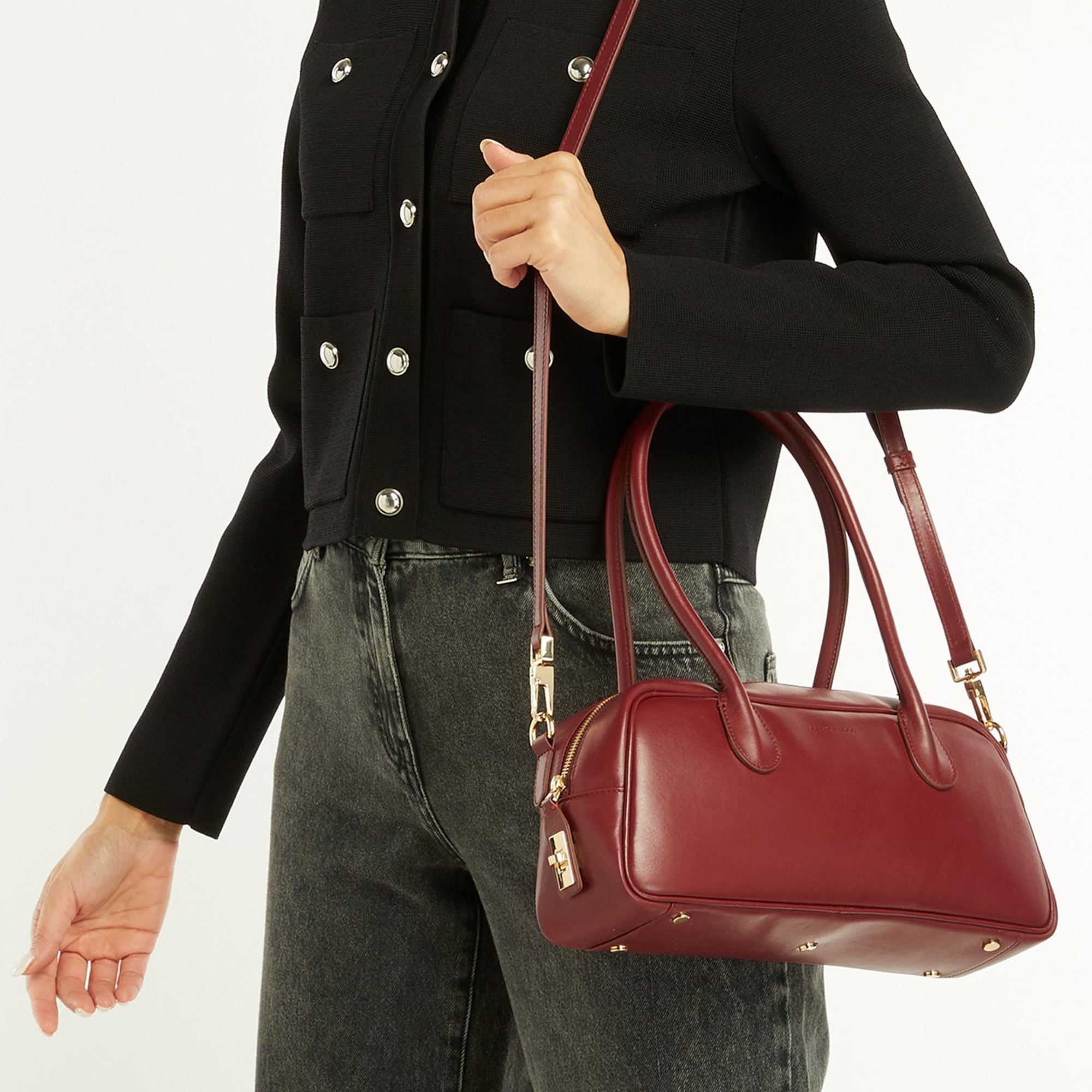 George Hogg Kadın Bordo Deri Çanta