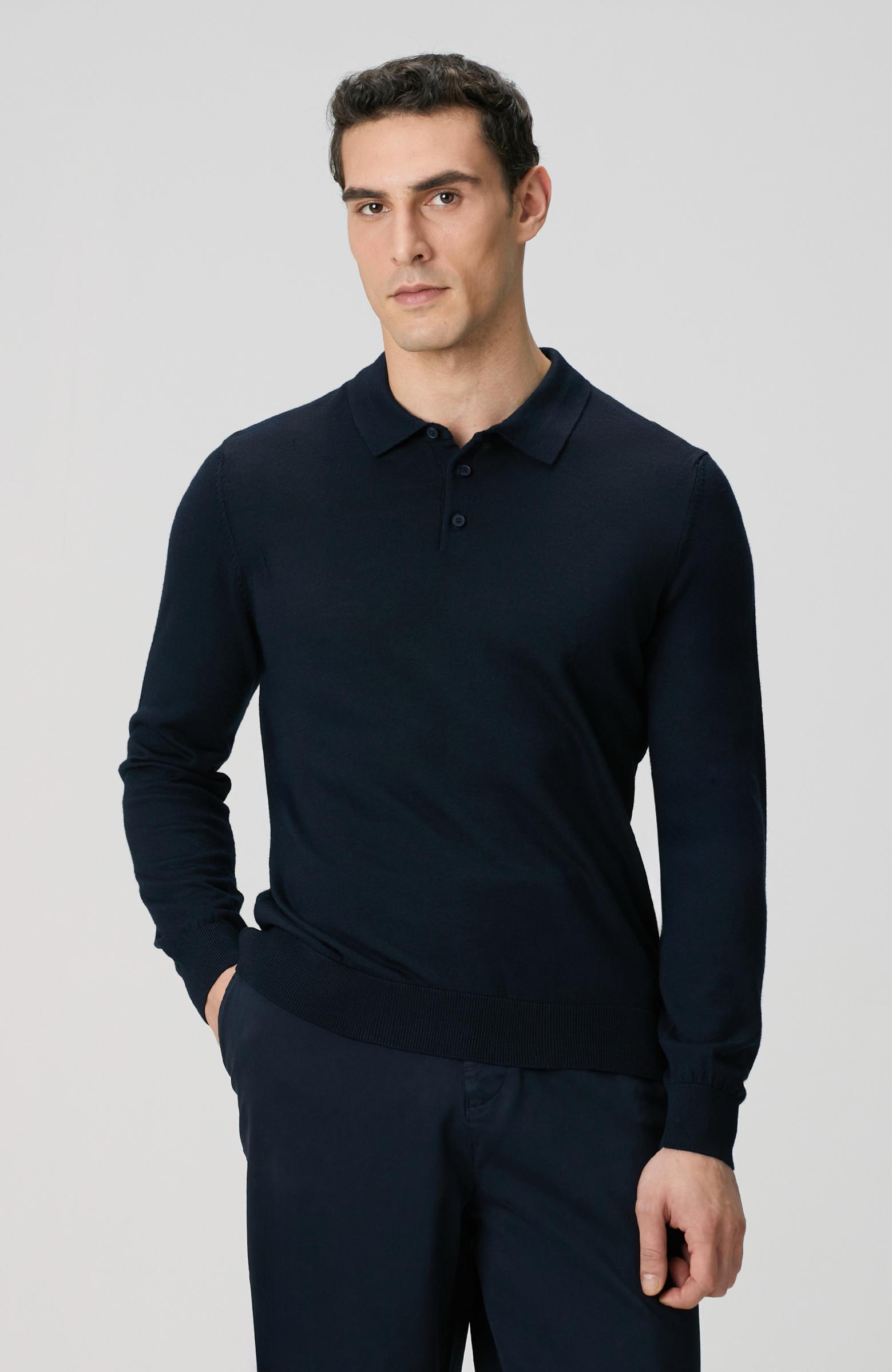  Network Erkek Lacivert Polo Yaka Yün Karışımlı Triko Kazak