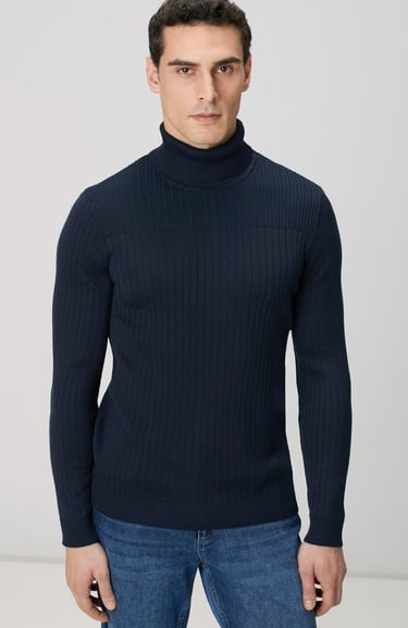  Network Erkek Lacivert Balıkçı Yaka Triko Kazak