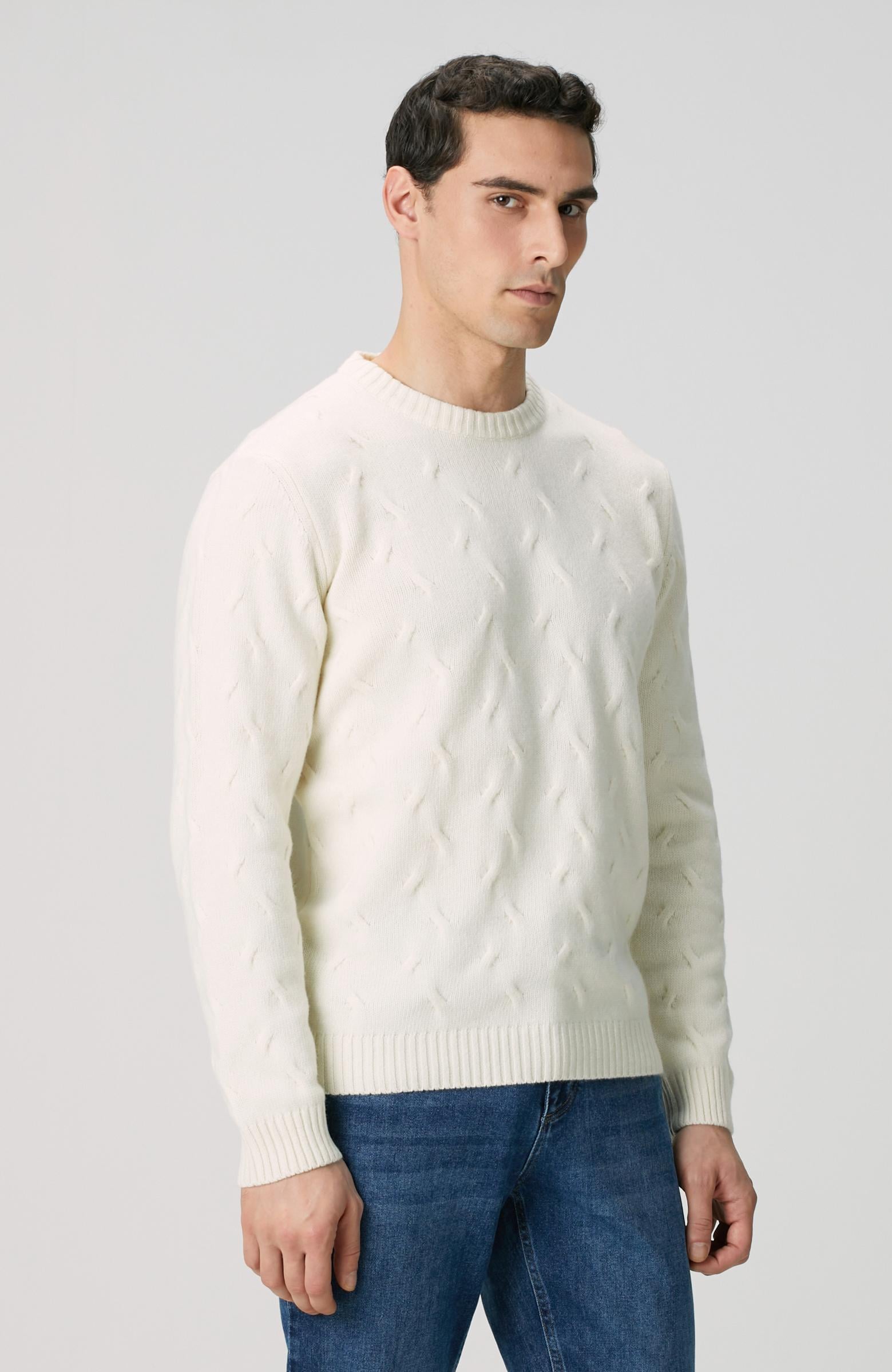 Network Erkek Limited Kırık Beyaz Yün Kaşmir Karışımlı Triko