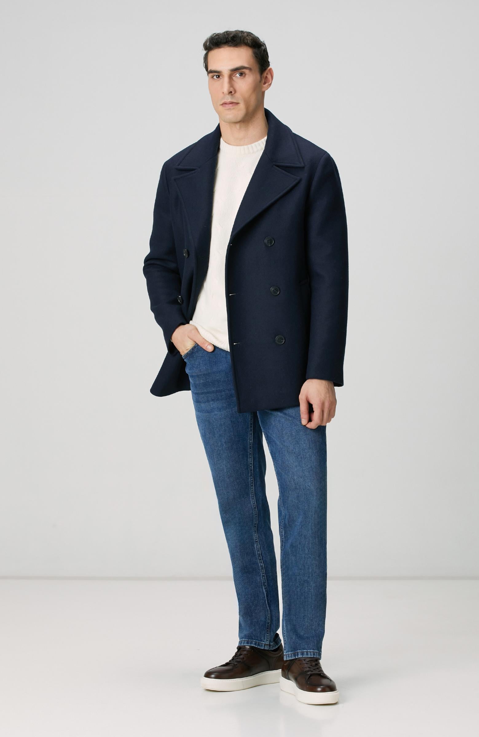  Network Erkek Limited Kırık Beyaz Yün Kaşmir Karışımlı Triko