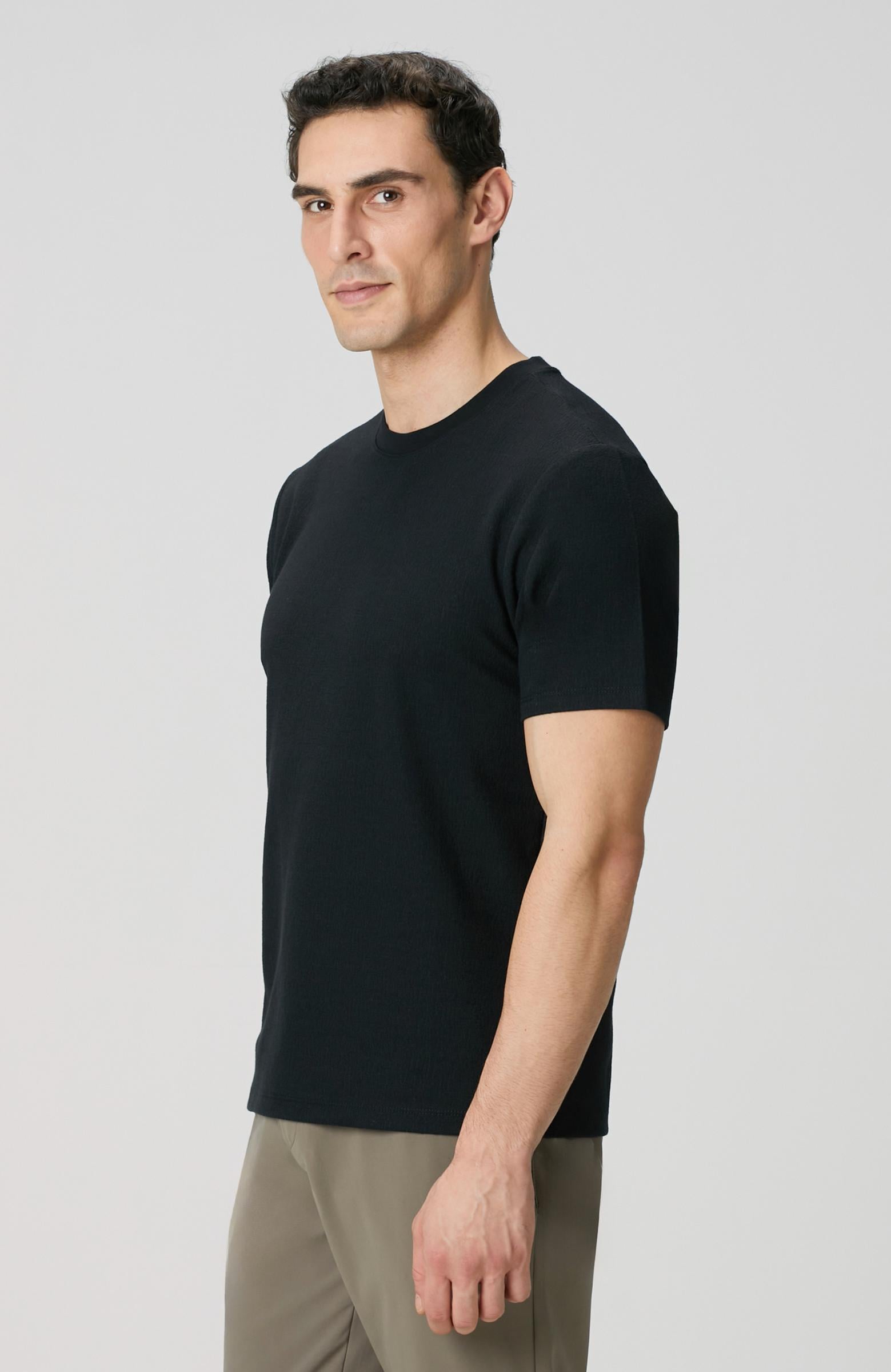  Network Erkek Siyah Bisiklet Yaka Jakarlı T-shirt