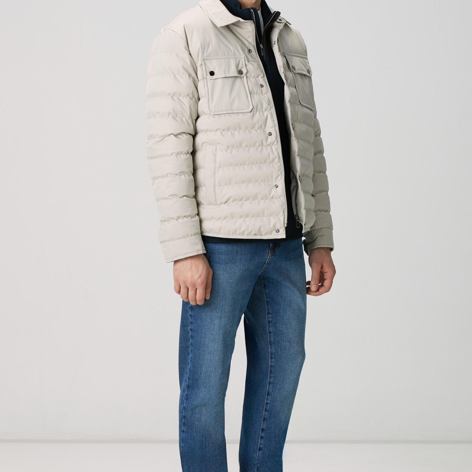 Network Erkek Bej Yan Cep Detaylı Kapitone Coat Ceket