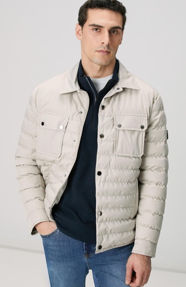  Network Erkek Bej Yan Cep Detaylı Kapitone Coat Ceket