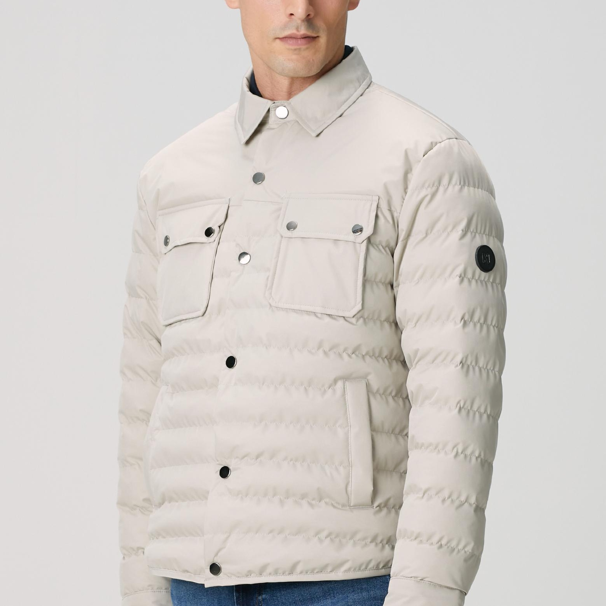 Network Erkek Bej Yan Cep Detaylı Kapitone Coat Ceket