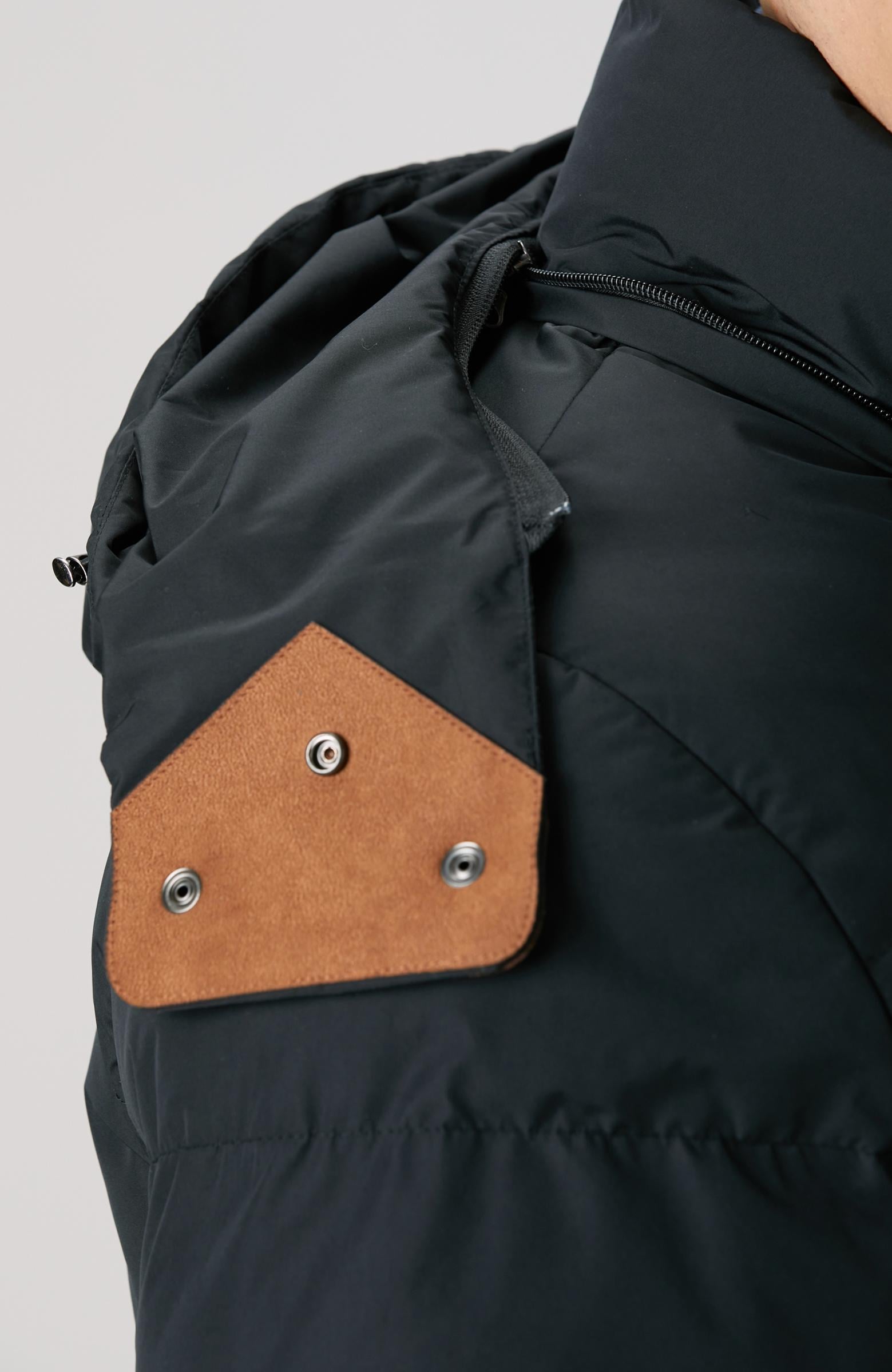  Network Erkek Siyah Su İtici Özellikli Deri Garnili Mont