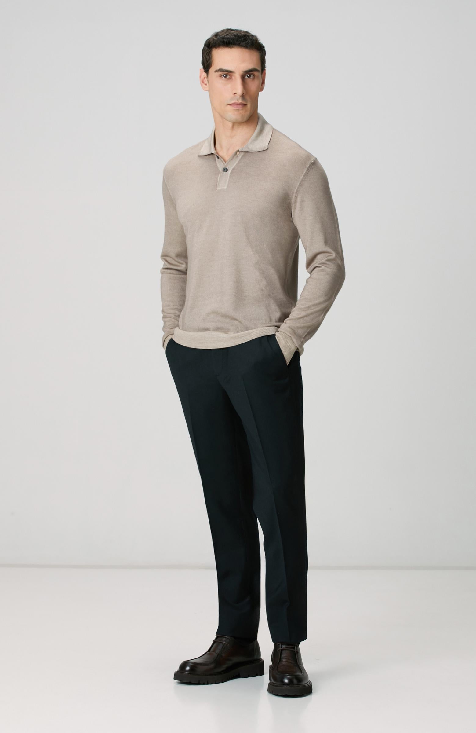  Network Erkek Limited Bej Melanj Yün Triko Kazak