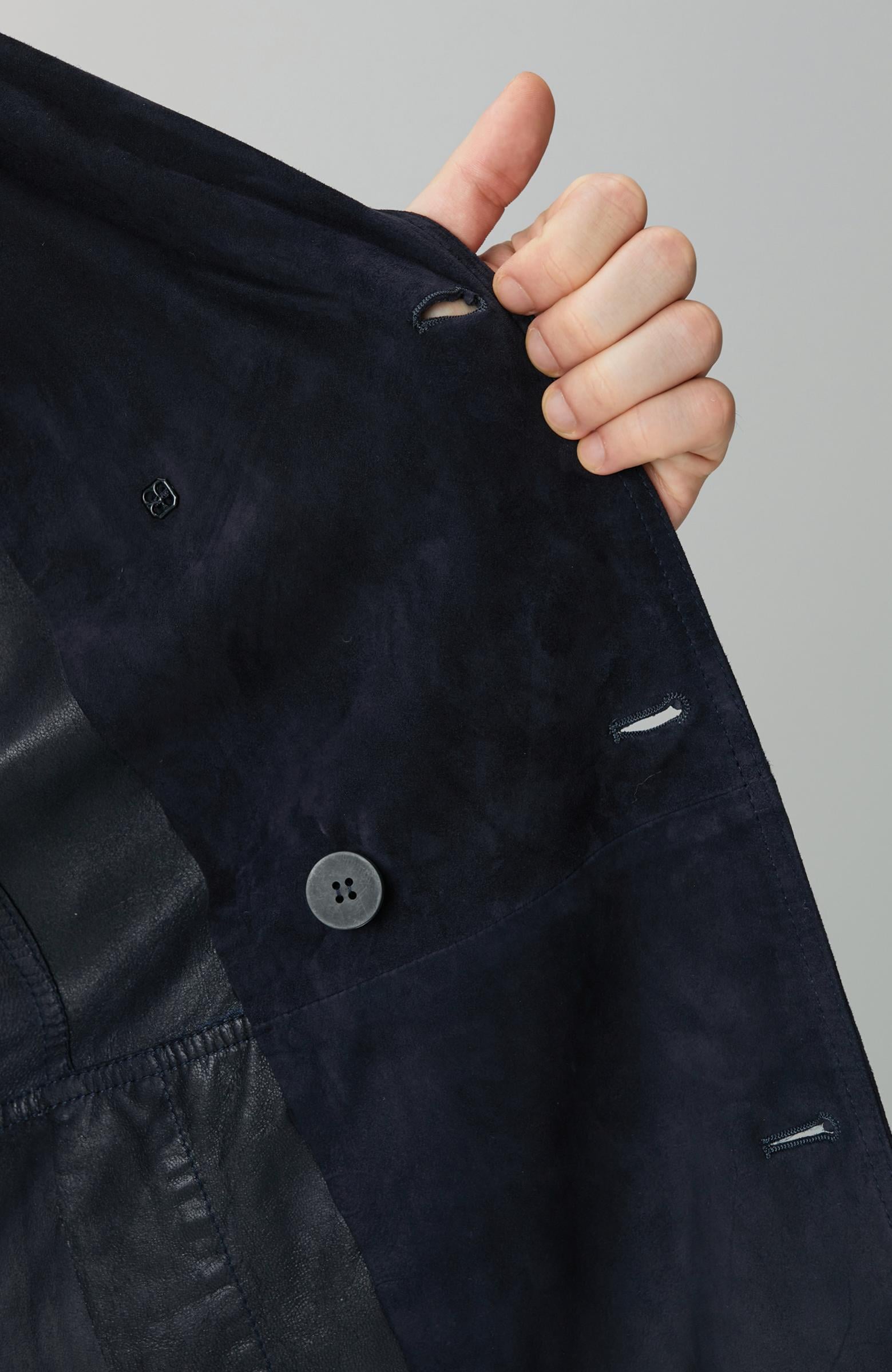  Network Erkek Lacivert Çift Taraflı Degrade Süet Pardesü