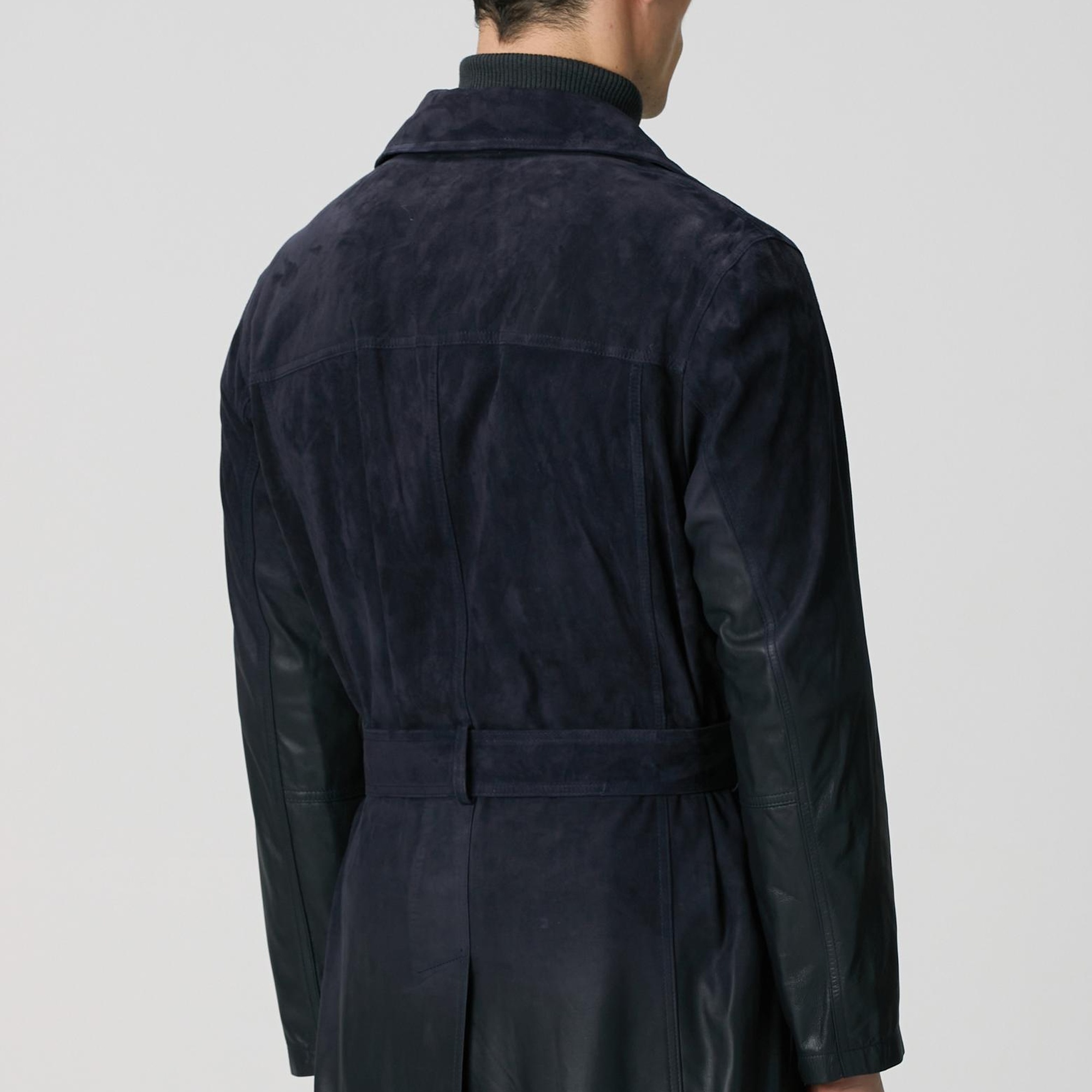 Network Erkek Lacivert Çift Taraflı Degrade Süet Pardesü