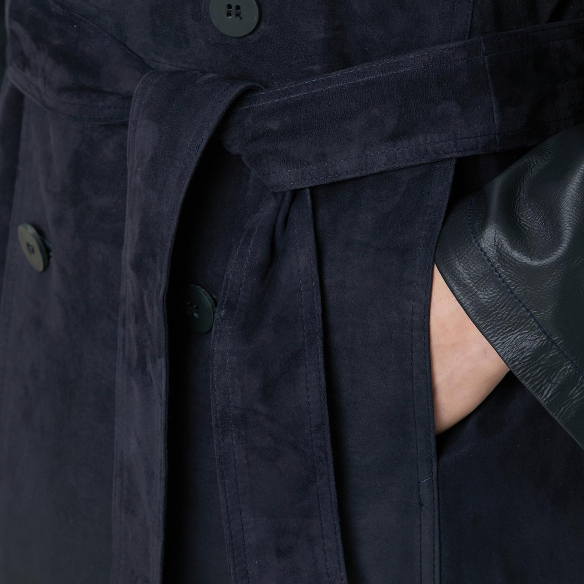 Network Erkek Lacivert Çift Taraflı Degrade Süet Pardesü