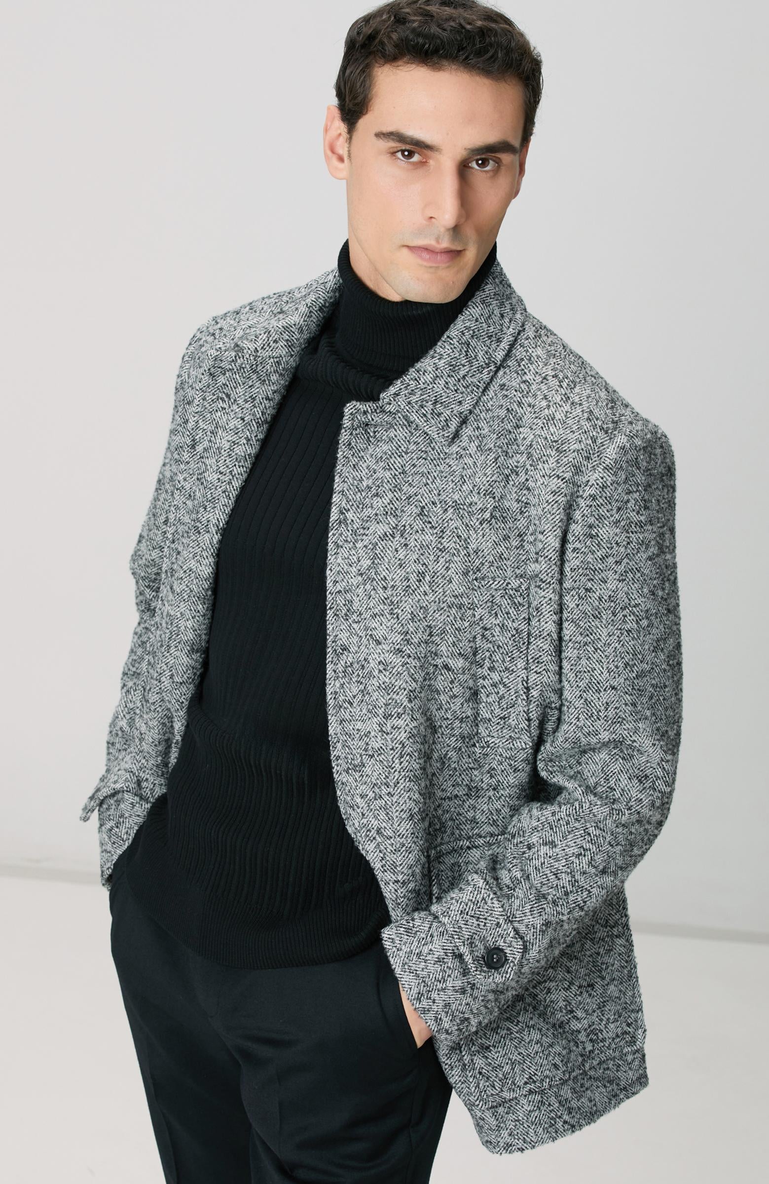 Network Erkek Antrasit Yün Karışımlı Kaban