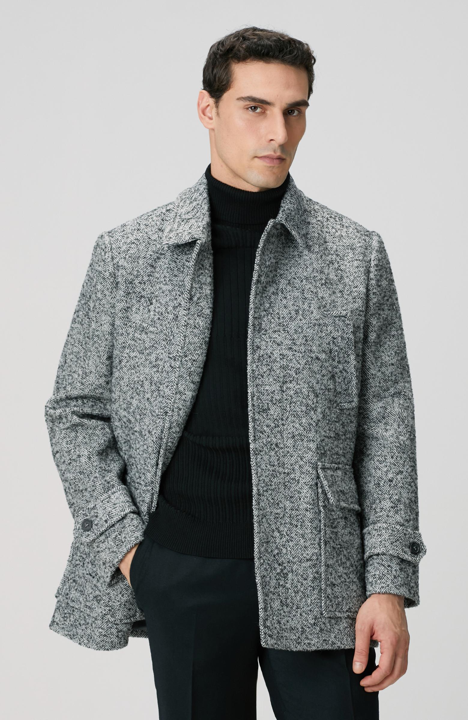 Network Erkek Antrasit Yün Karışımlı Kaban