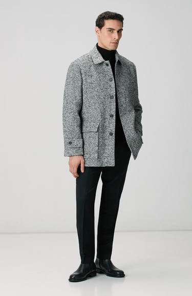  Network Erkek Antrasit Yün Karışımlı Kaban