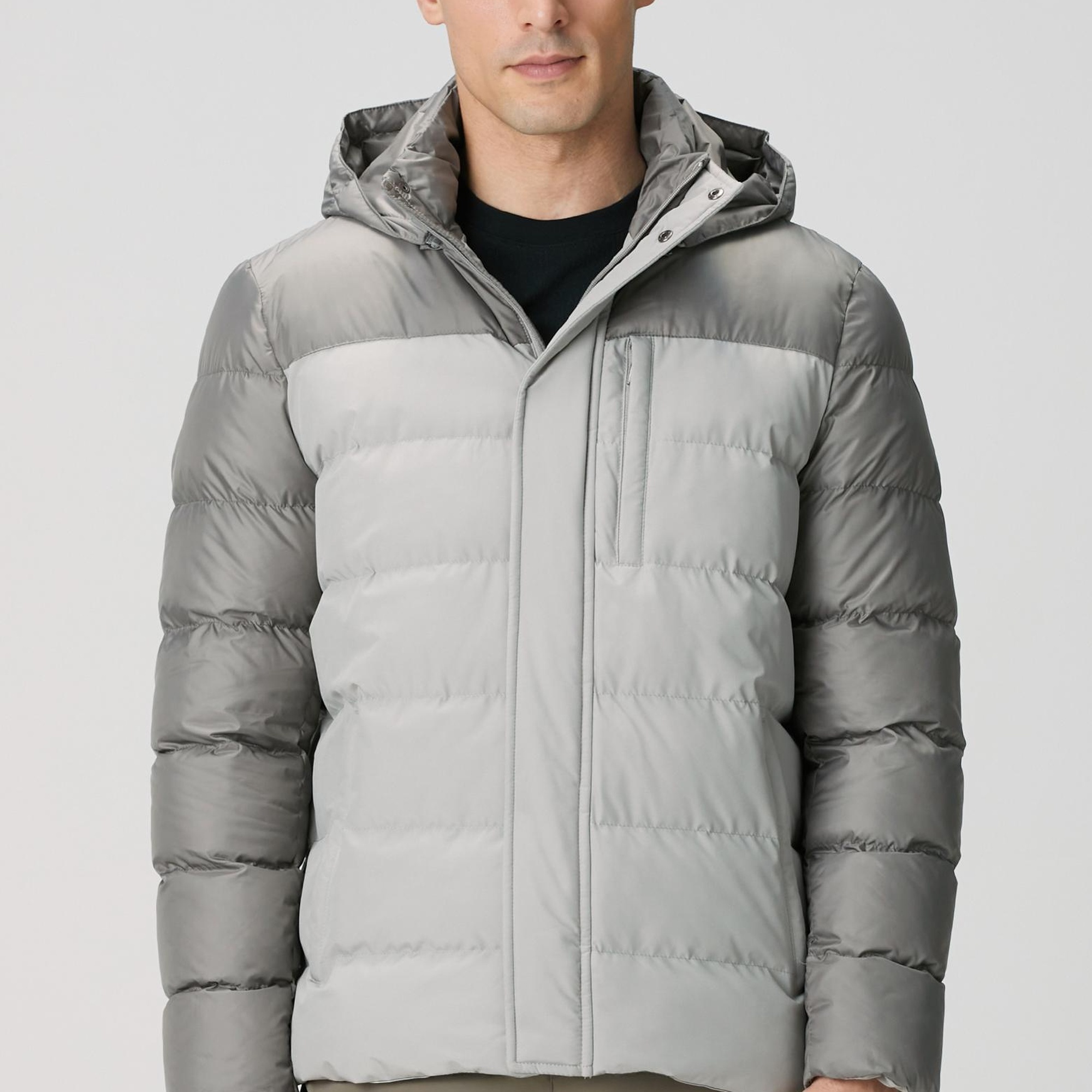 Network Erkek Gri Kapüşonlu Ray Kapitoneli Casual Kaban