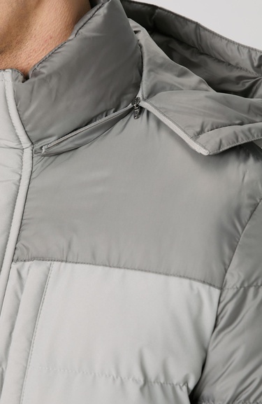  Network Erkek Gri Kapüşonlu Ray Kapitoneli Casual Kaban