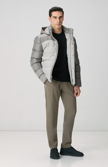  Network Erkek Gri Kapüşonlu Ray Kapitoneli Casual Kaban