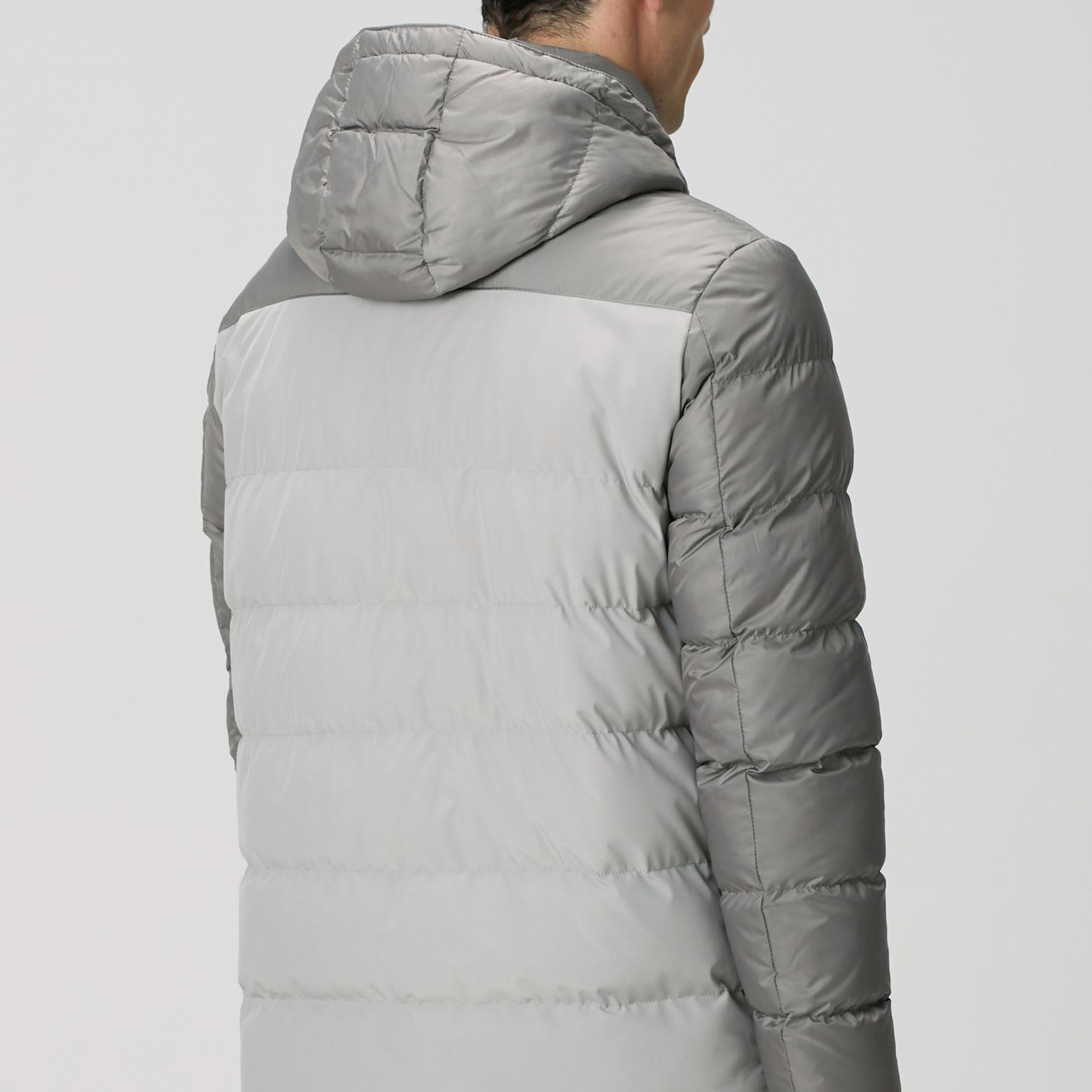 Network Erkek Gri Kapüşonlu Ray Kapitoneli Casual Kaban