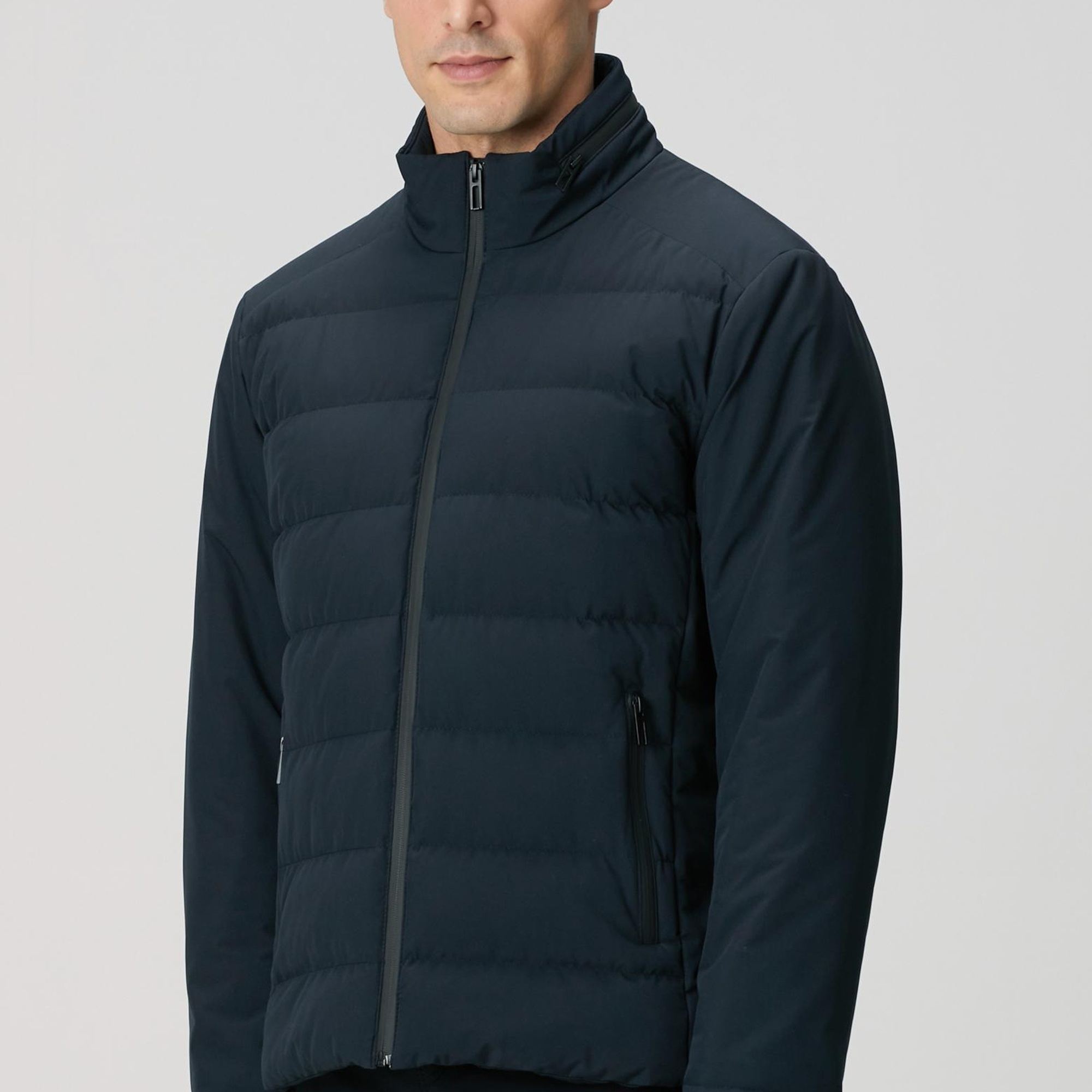 Network Erkek Lacivert Su Geçirmez Fermuarlı Casual Kaban