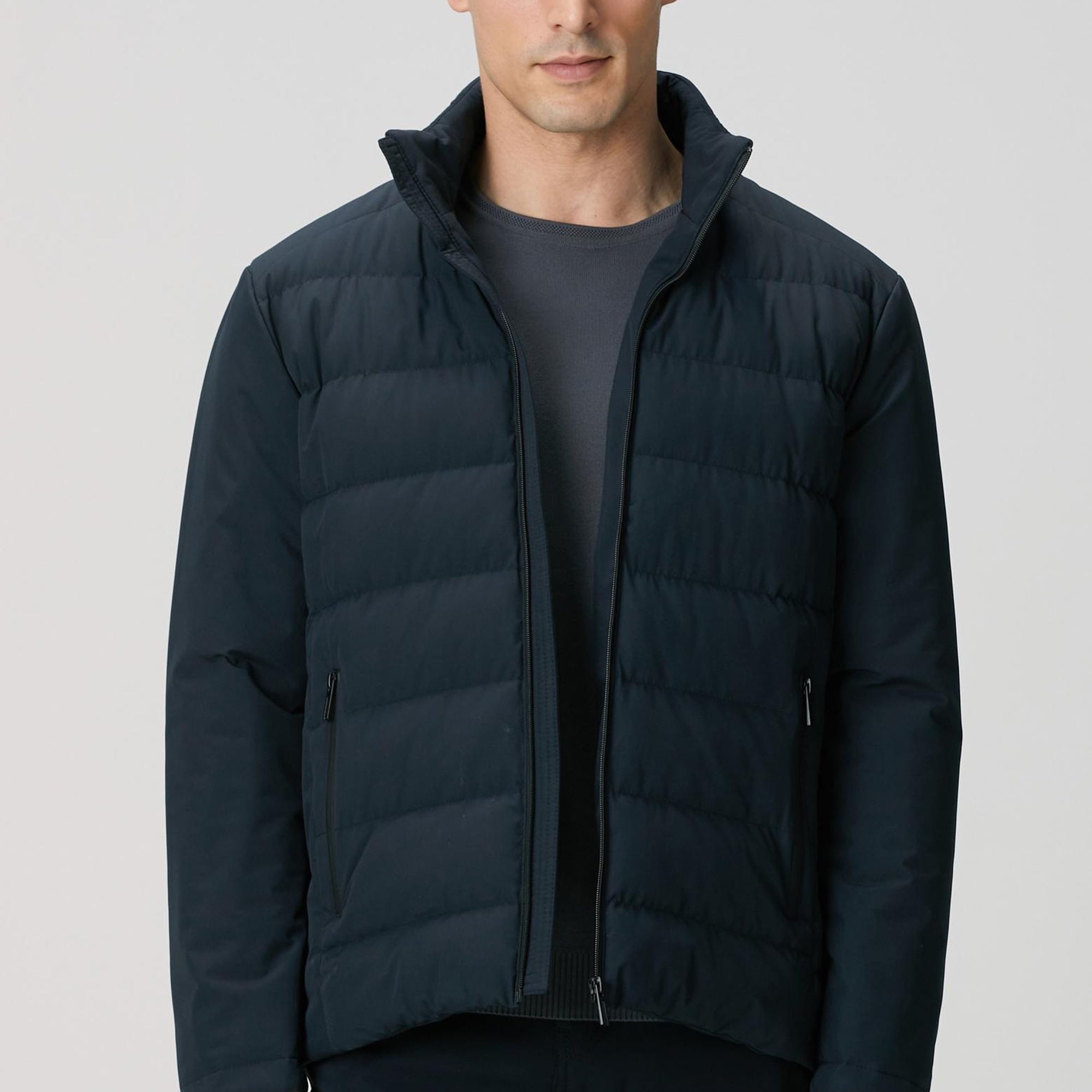 Network Erkek Lacivert Su Geçirmez Fermuarlı Casual Kaban