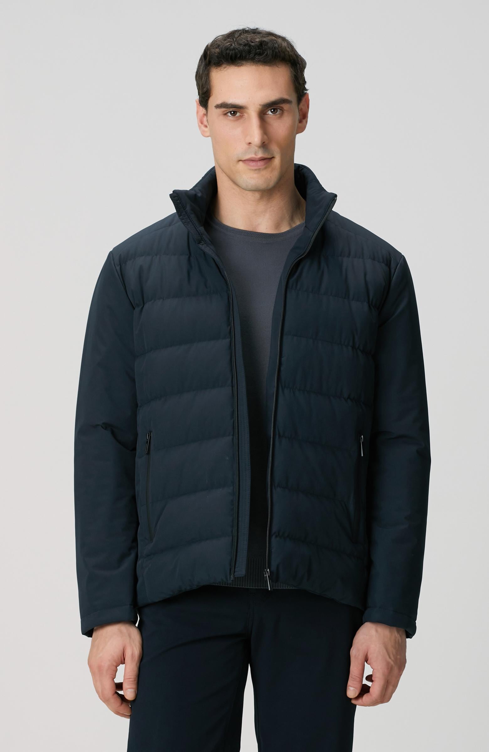  Network Erkek Lacivert Su Geçirmez Fermuarlı Casual Kaban