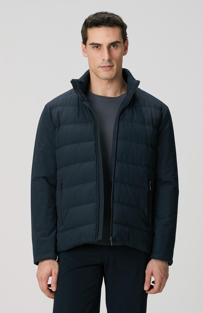  Network Erkek Lacivert Su Geçirmez Fermuarlı Casual Kaban