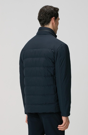  Network Erkek Lacivert Su Geçirmez Fermuarlı Casual Kaban