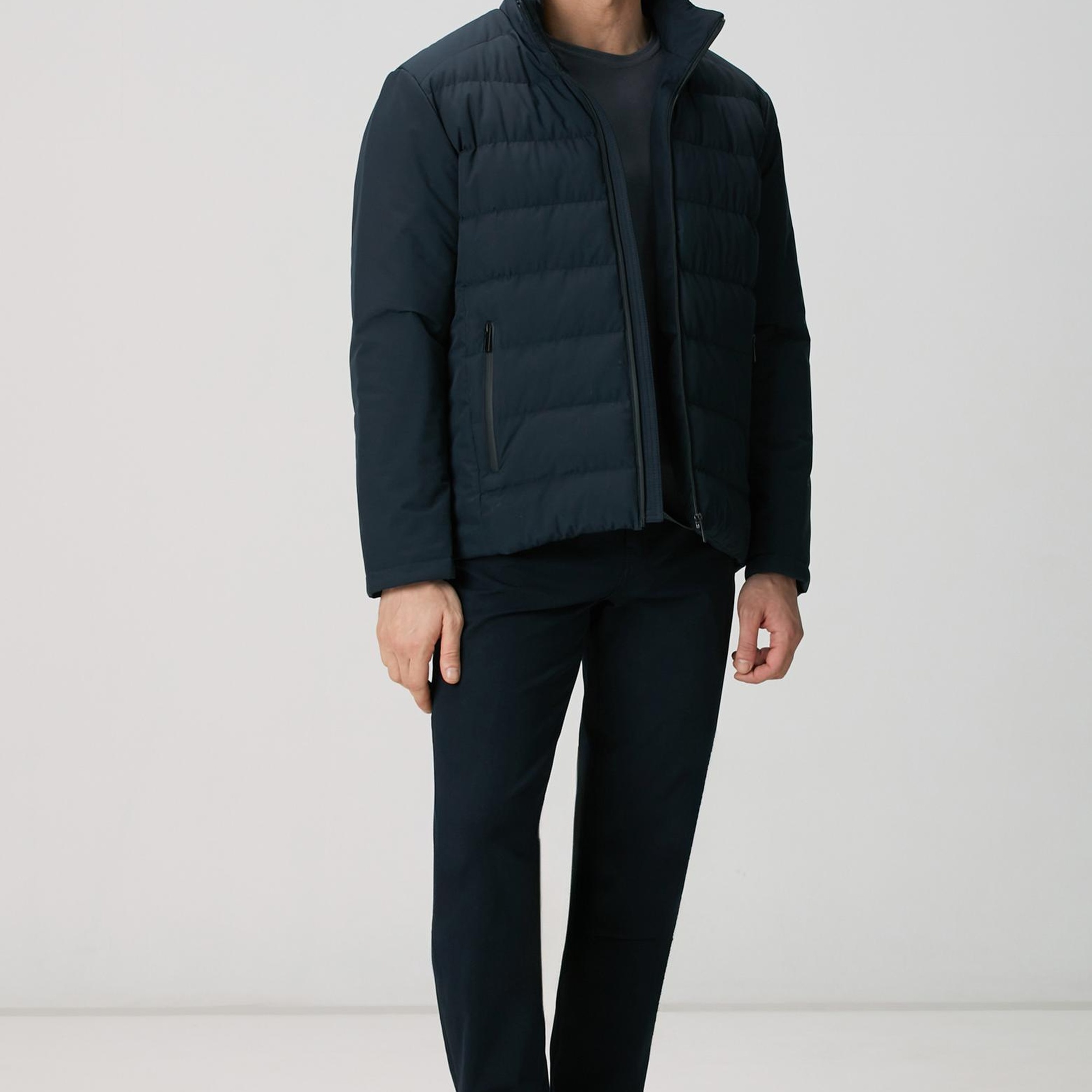 Network Erkek Lacivert Su Geçirmez Fermuarlı Casual Kaban