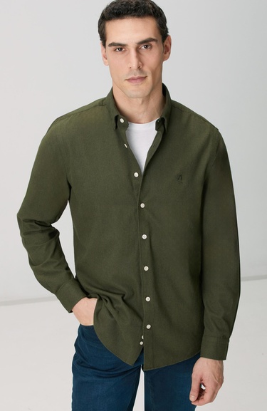  Network Erkek Haki Flanel Cotton Gömlek