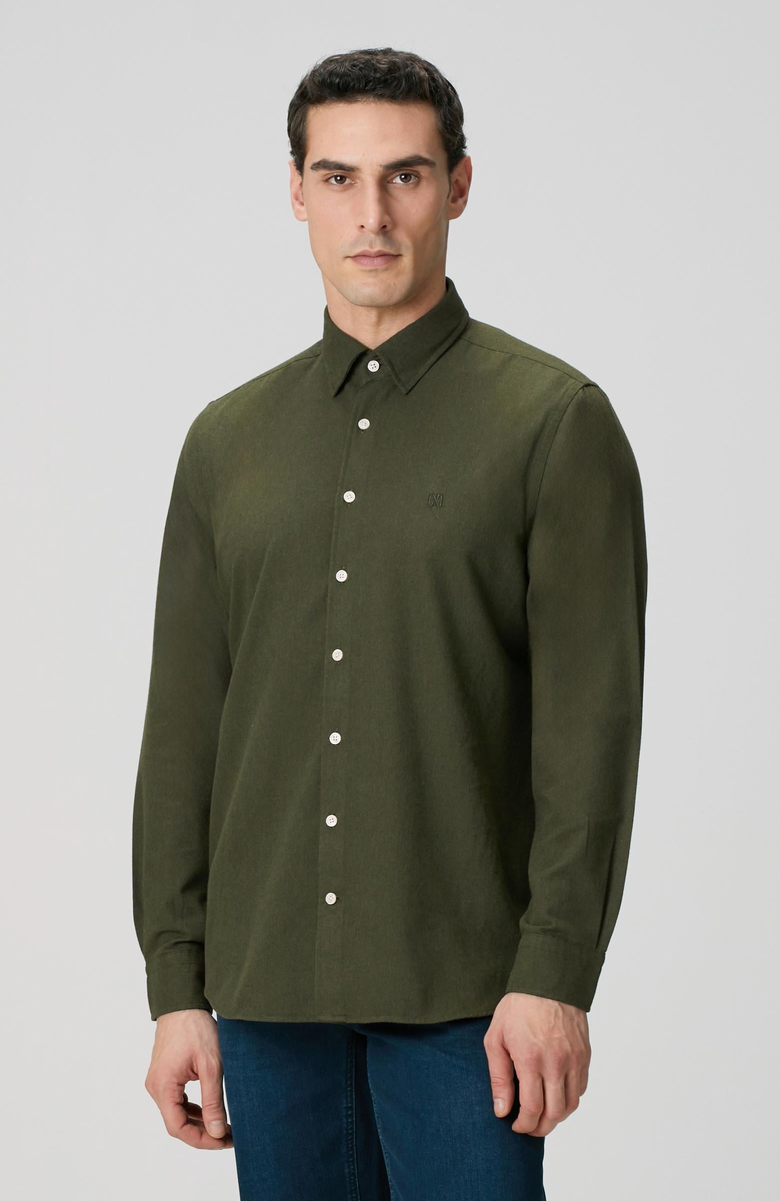 Network Erkek Haki Flanel Cotton Gömlek