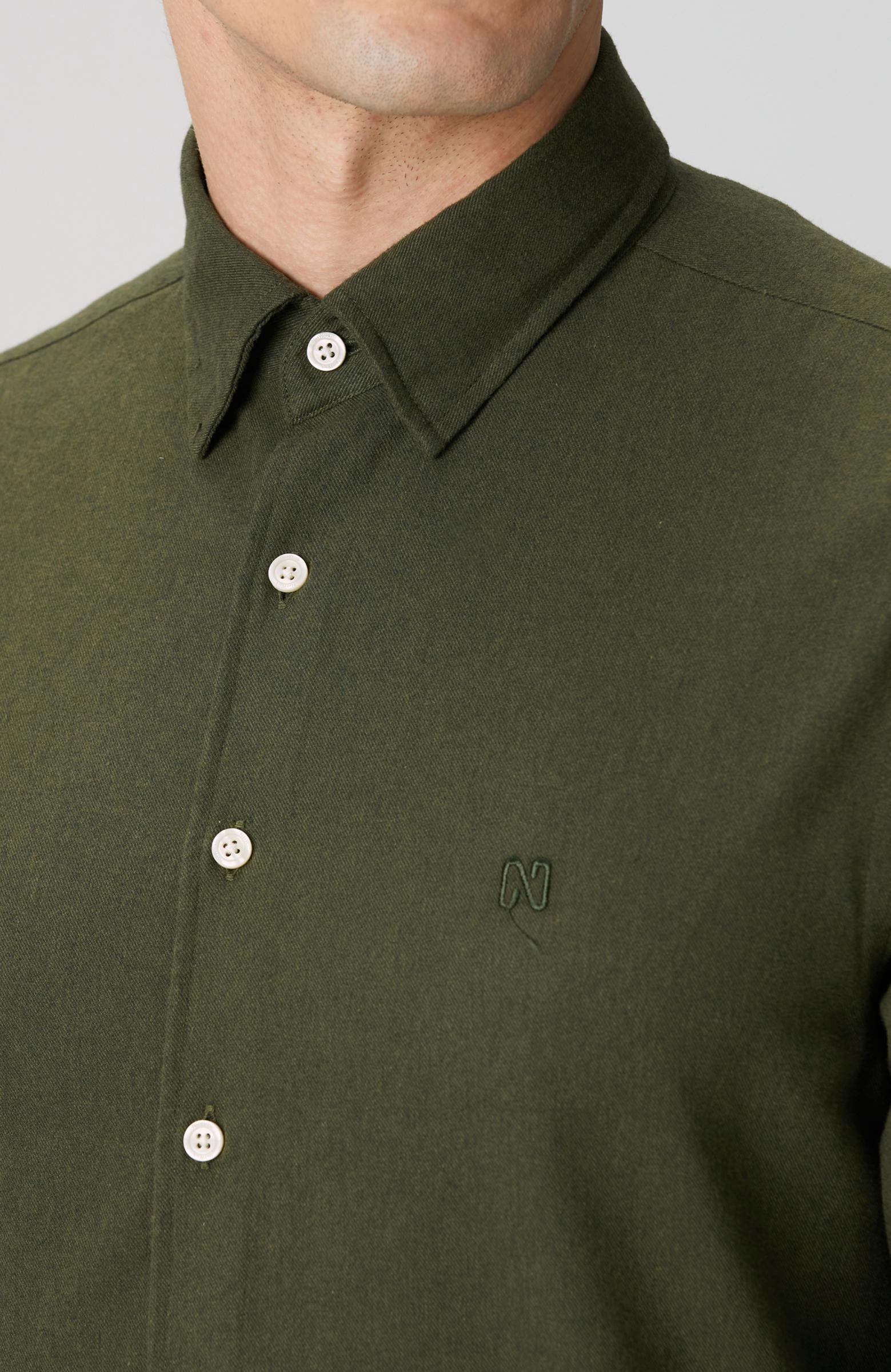 Network Erkek Haki Flanel Cotton Gömlek