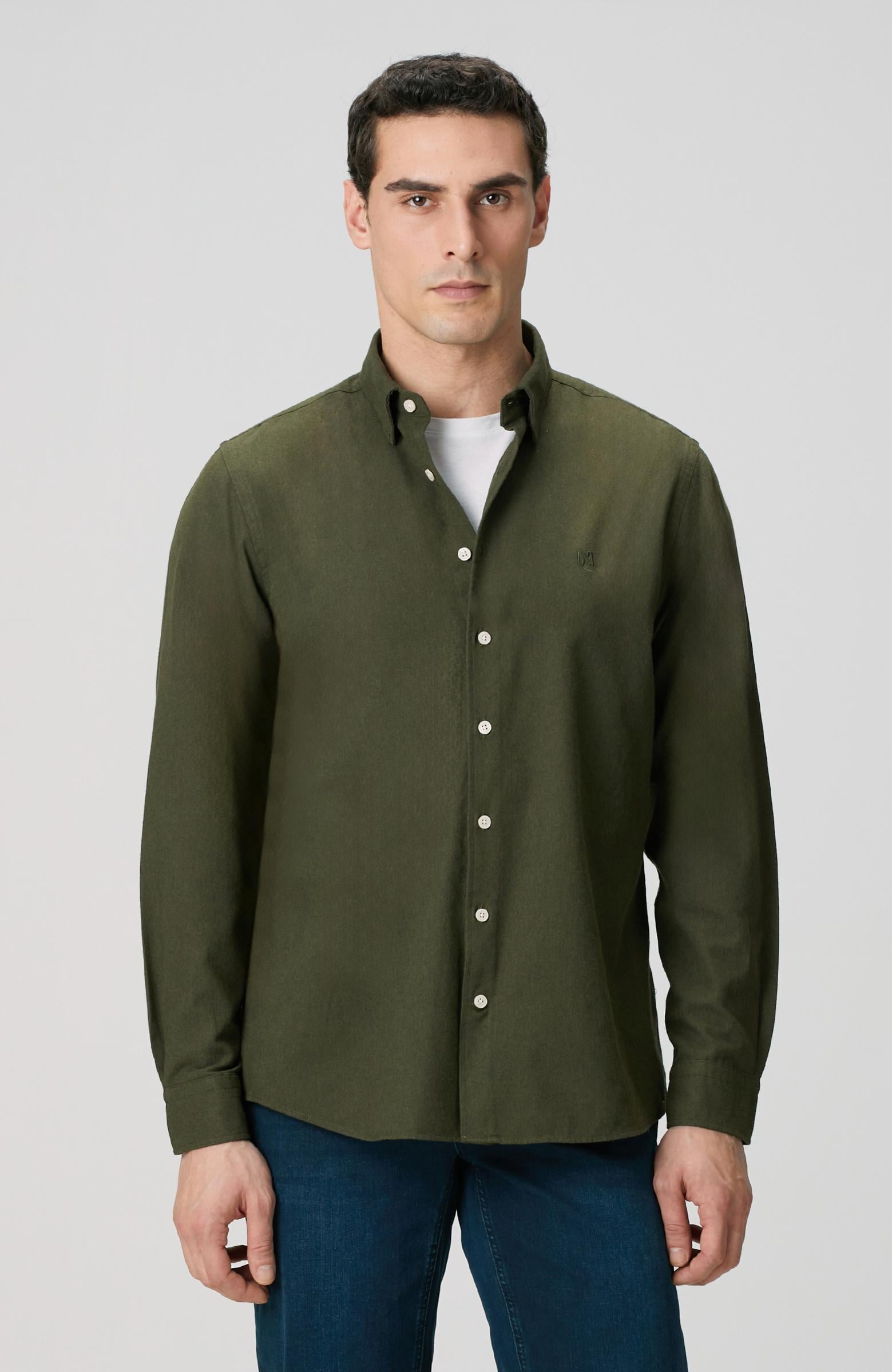 Network Erkek Haki Flanel Cotton Gömlek