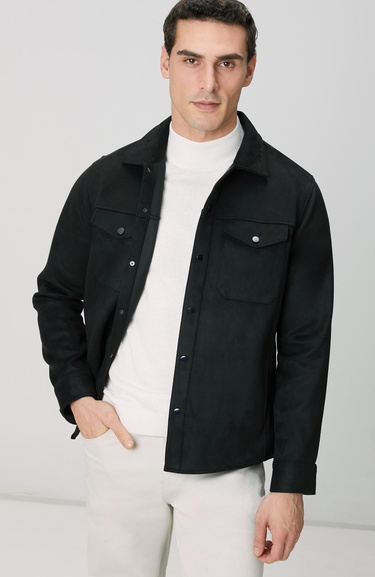  Network Erkek Siyah Dış Gömlek