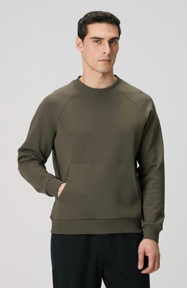  Network Erkek Haki Kanguru Cepli Sweatshirt