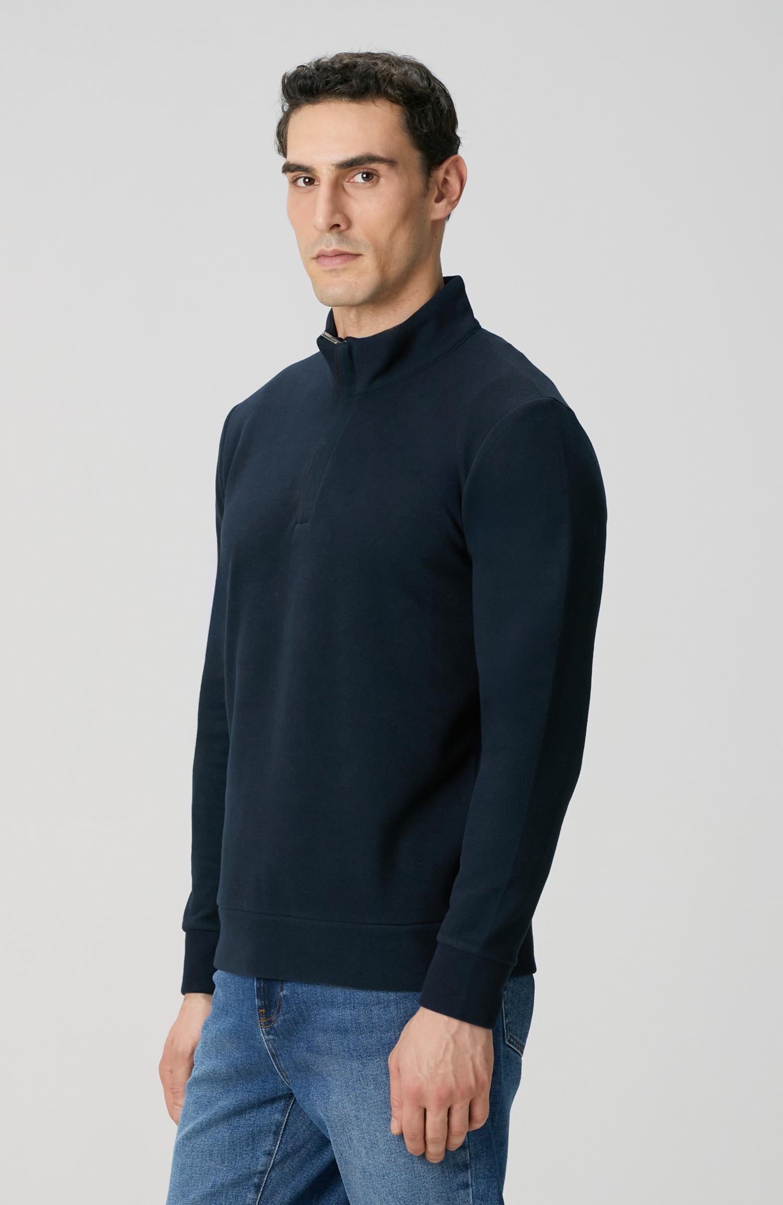 Network Erkek Lacivert Süet Garni Detaylı Sweatshirt