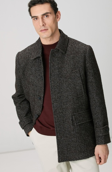  Network Erkek Kahverengi Yün Karışımlı Kaban