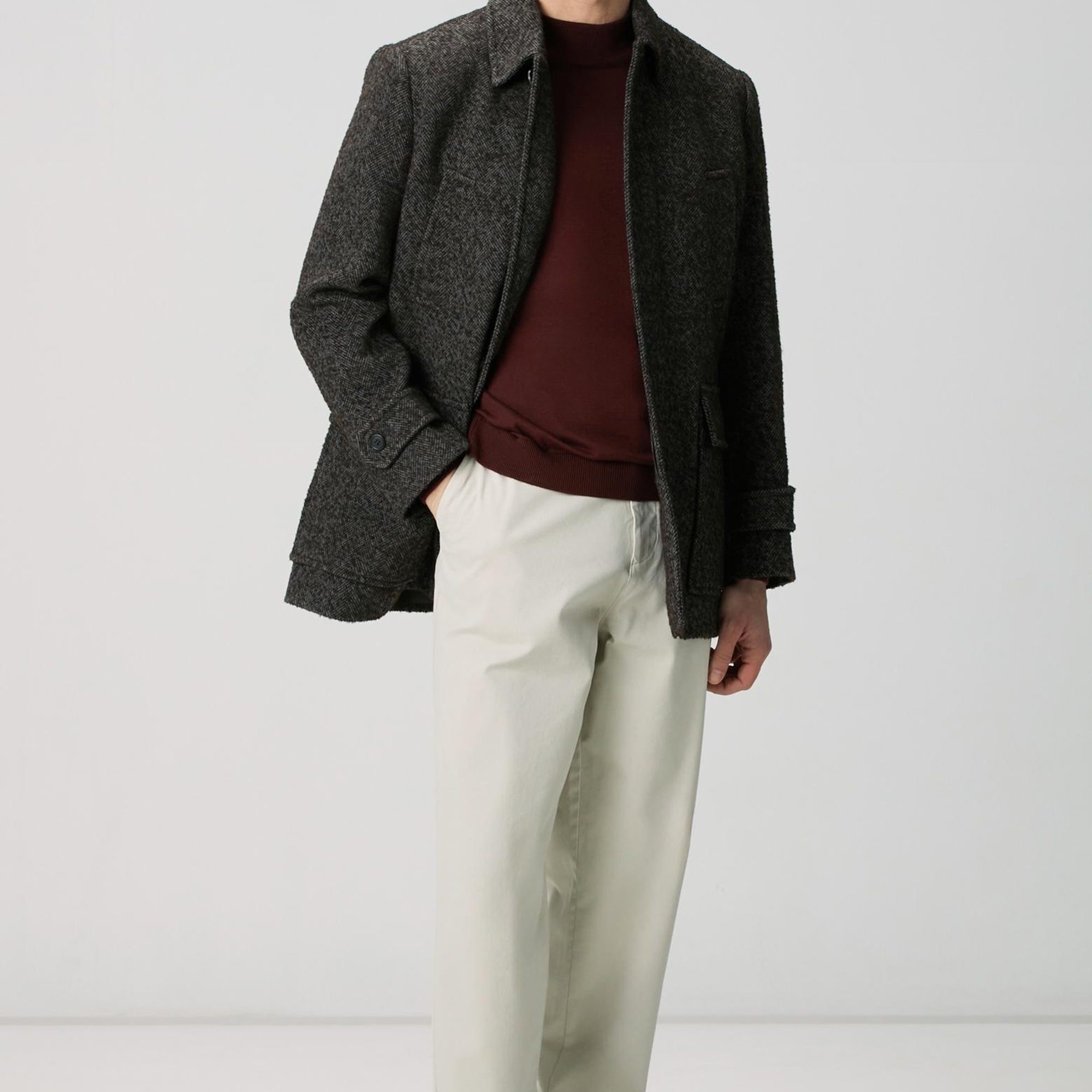 Network Erkek Kahverengi Yün Karışımlı Kaban