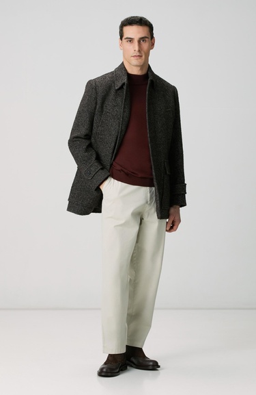  Network Erkek Kahverengi Yün Karışımlı Kaban