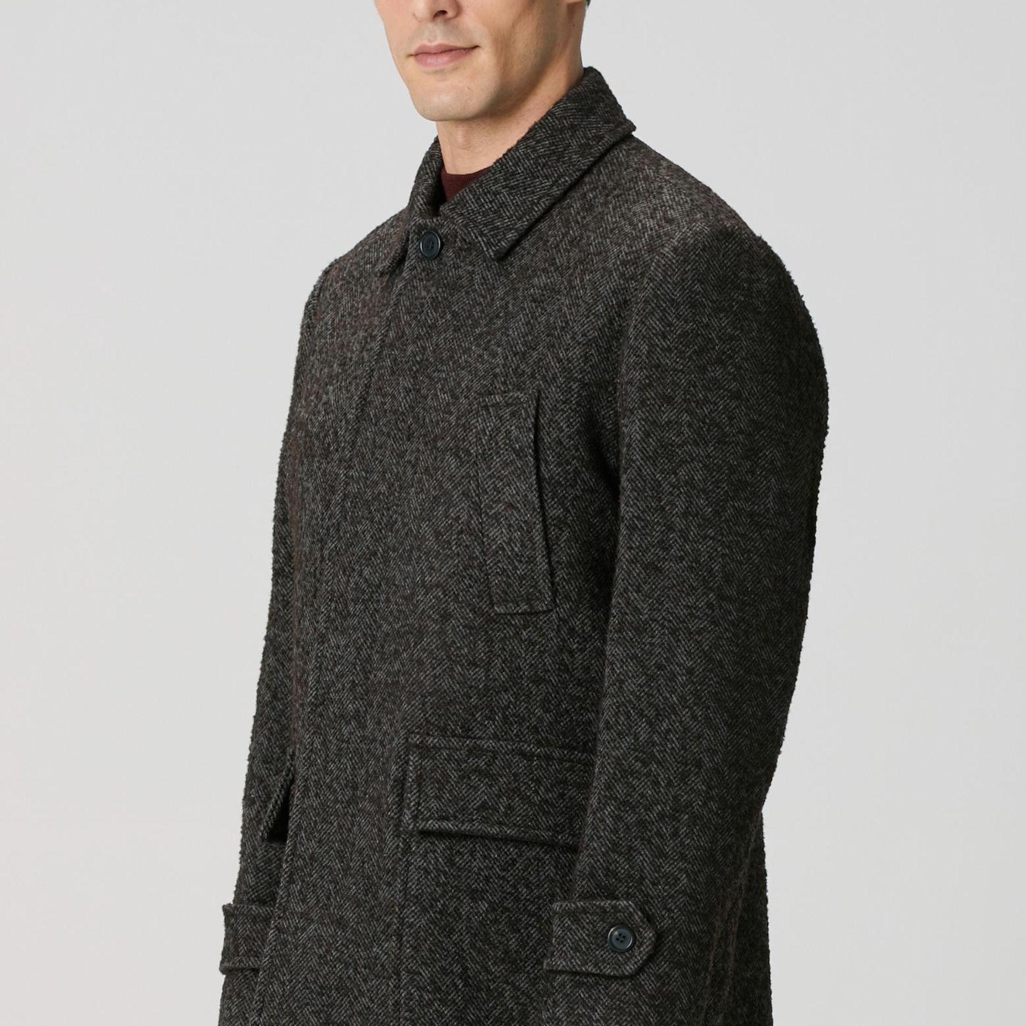 Network Erkek Kahverengi Yün Karışımlı Kaban