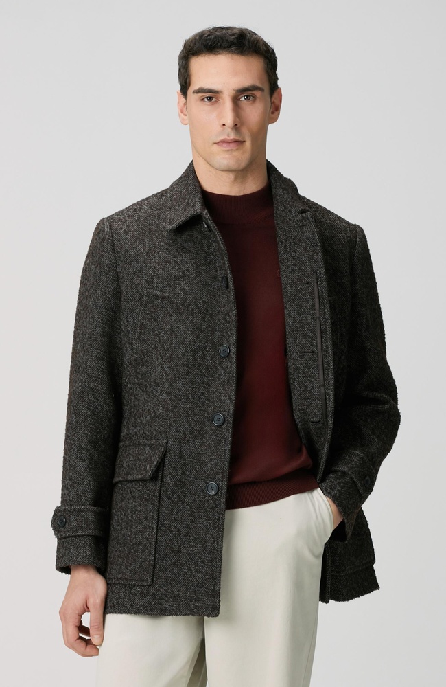  Network Erkek Kahverengi Yün Karışımlı Kaban