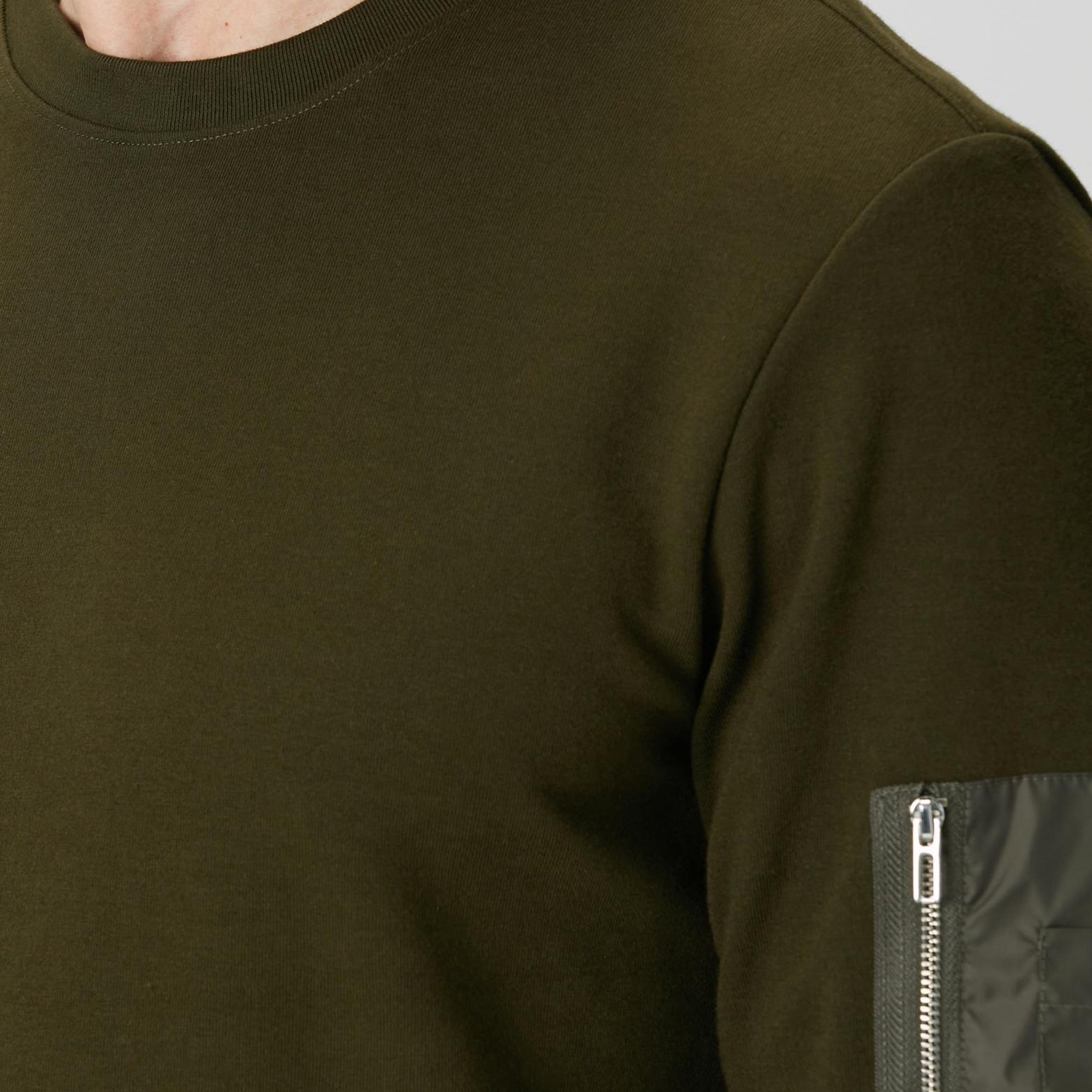 Network Erkek Haki Fermuar Detaylı Sweatshirt