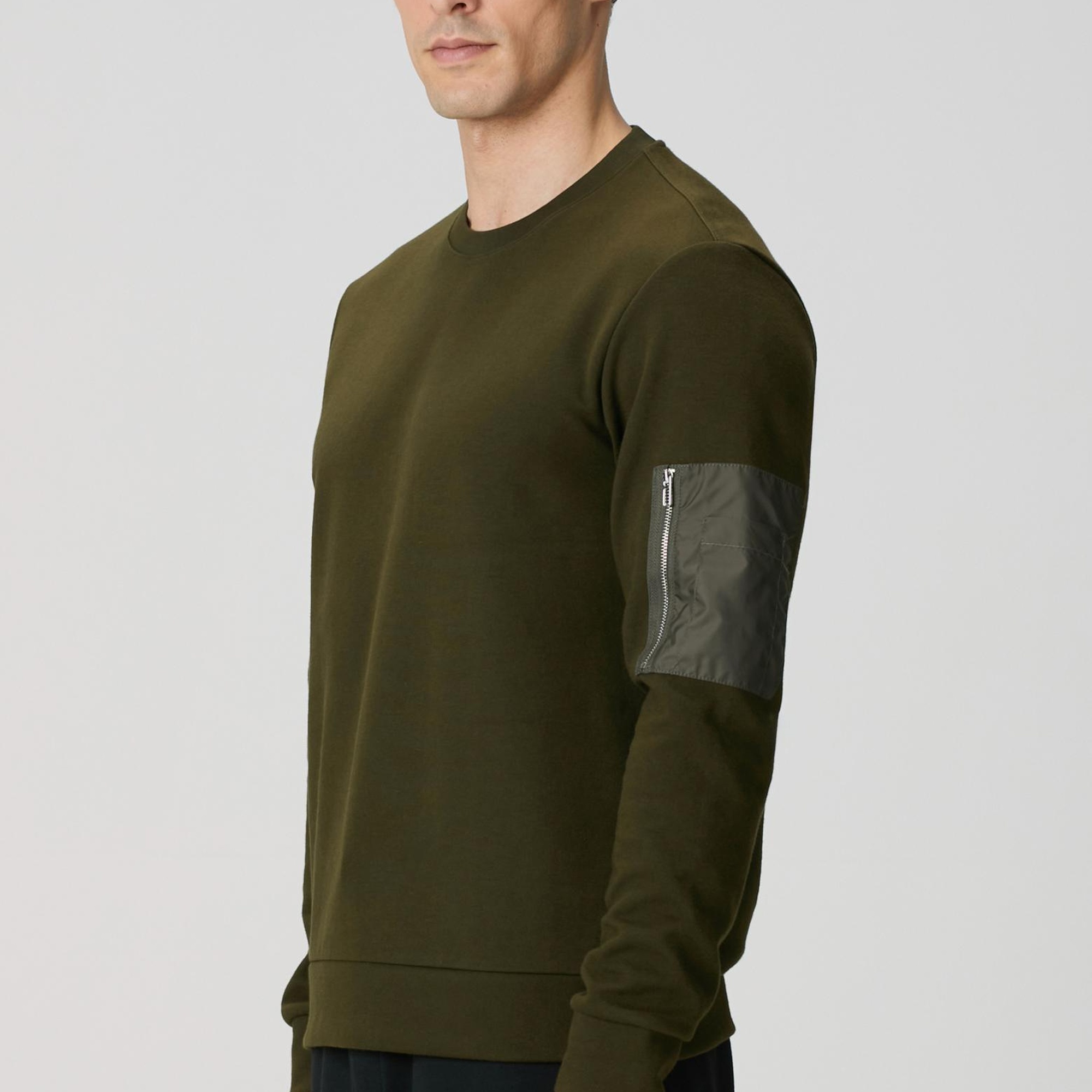 Network Erkek Haki Fermuar Detaylı Sweatshirt