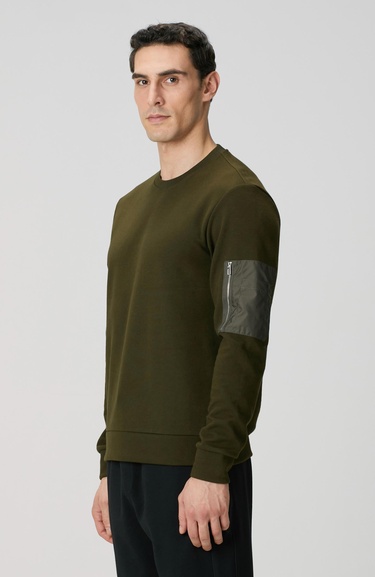  Network Erkek Haki Fermuar Detaylı Sweatshirt