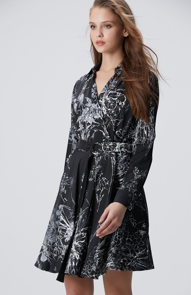  Network Kadın Siyah Kırık Beyaz Elbise