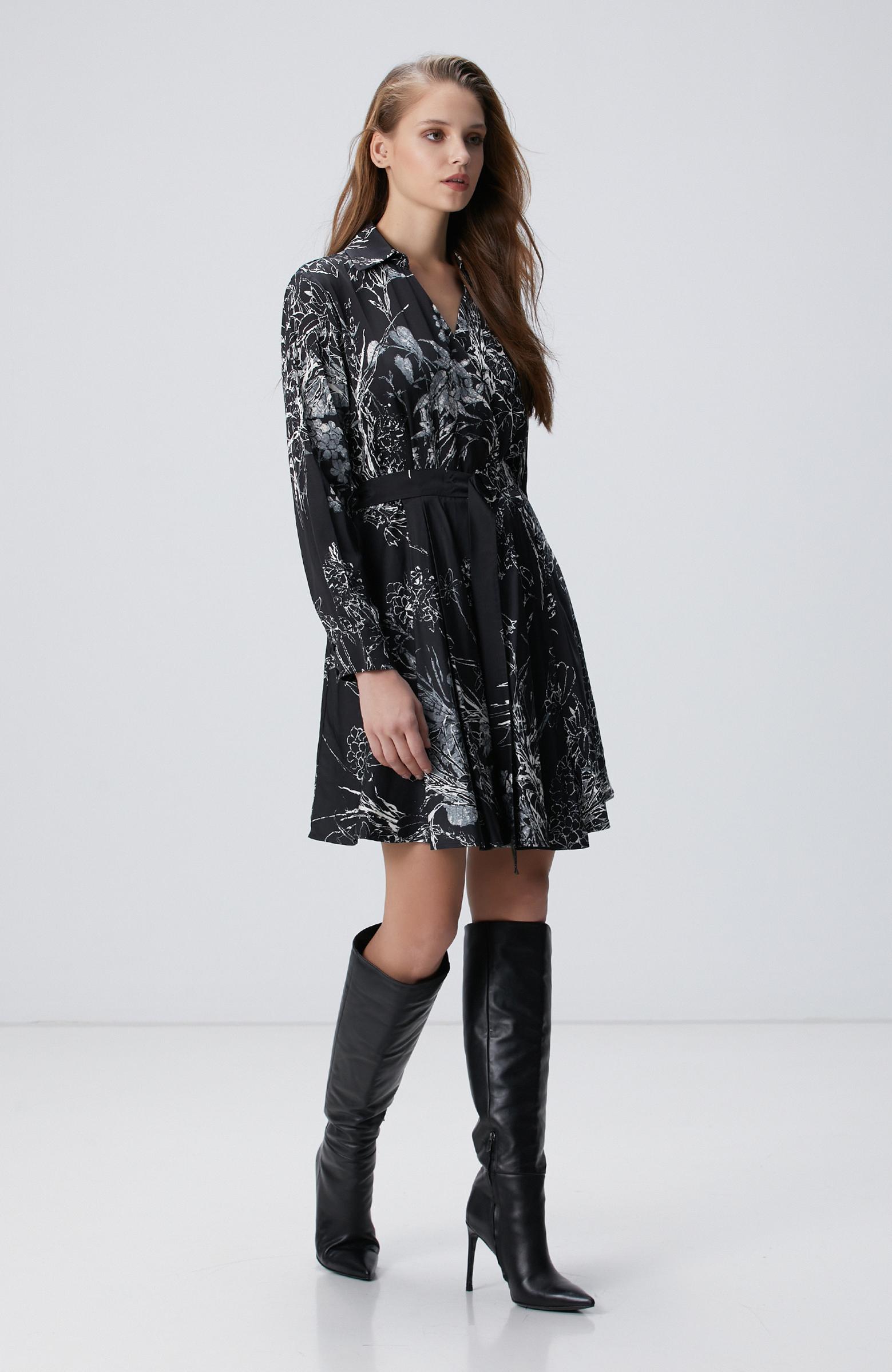 Network Kadın Siyah Kırık Beyaz Elbise