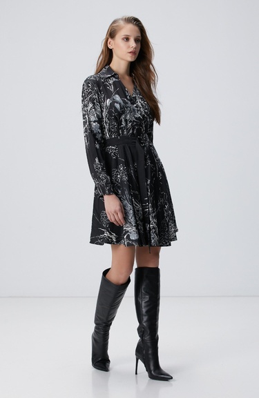  Network Kadın Siyah Kırık Beyaz Elbise