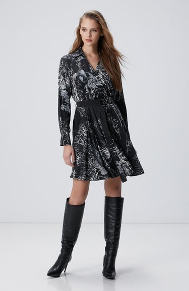  Network Kadın Siyah Kırık Beyaz Elbise