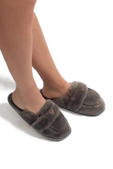  Mammy Peluş Kadın Ev Terliği Gri 37/41