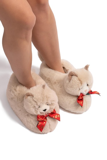  Sisi Kadın Hayvanlı Panduf Bej 36/41